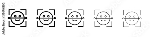 Face id icon flat simple outline logo