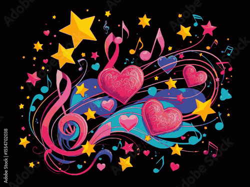 arte abstracto de notas musicales y pentagramas