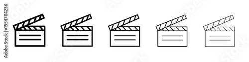 Film clapperboard icon flat simple outline logo