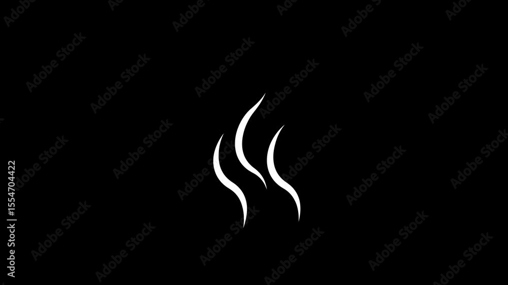 straight and curved smoke icon animated hot smoke icon coffee cup tea 2d 4k looping animated 4k video.