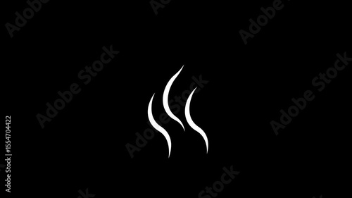 straight and curved smoke icon animated hot smoke icon coffee cup tea 2d 4k looping animated 4k video.