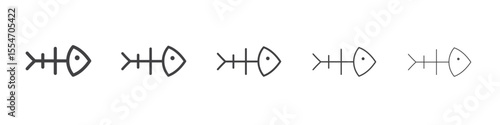 Fish bone icon flat simple outline logo