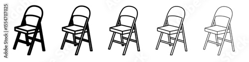 folding chair icon flat simple outline logo