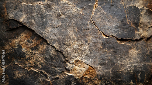 Dark Brown Rock Texture Cracked Stone Surface Background,