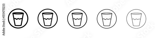 Glass of water icon flat simple outline logo