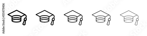 Graduation cap icon flat simple outline logo