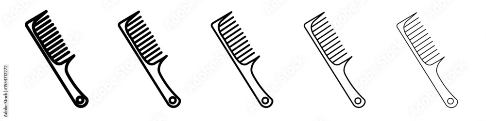 Hair comb icon flat simple outline logo