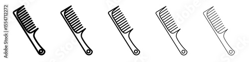 Hair comb icon flat simple outline logo