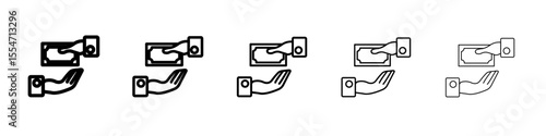 Hand money exchange icon flat simple outline logo