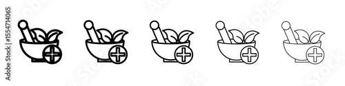 Herbal medicine icon flat simple outline logo
