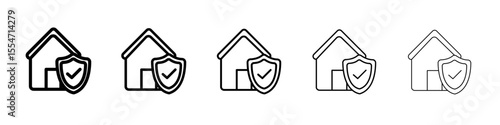 Home insurance icon flat simple outline logo