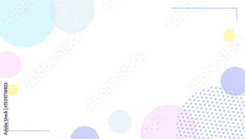 水玉模様と円を配したパステル調の背景テンプレート素材｜背景、円、水玉、ベクター、余白