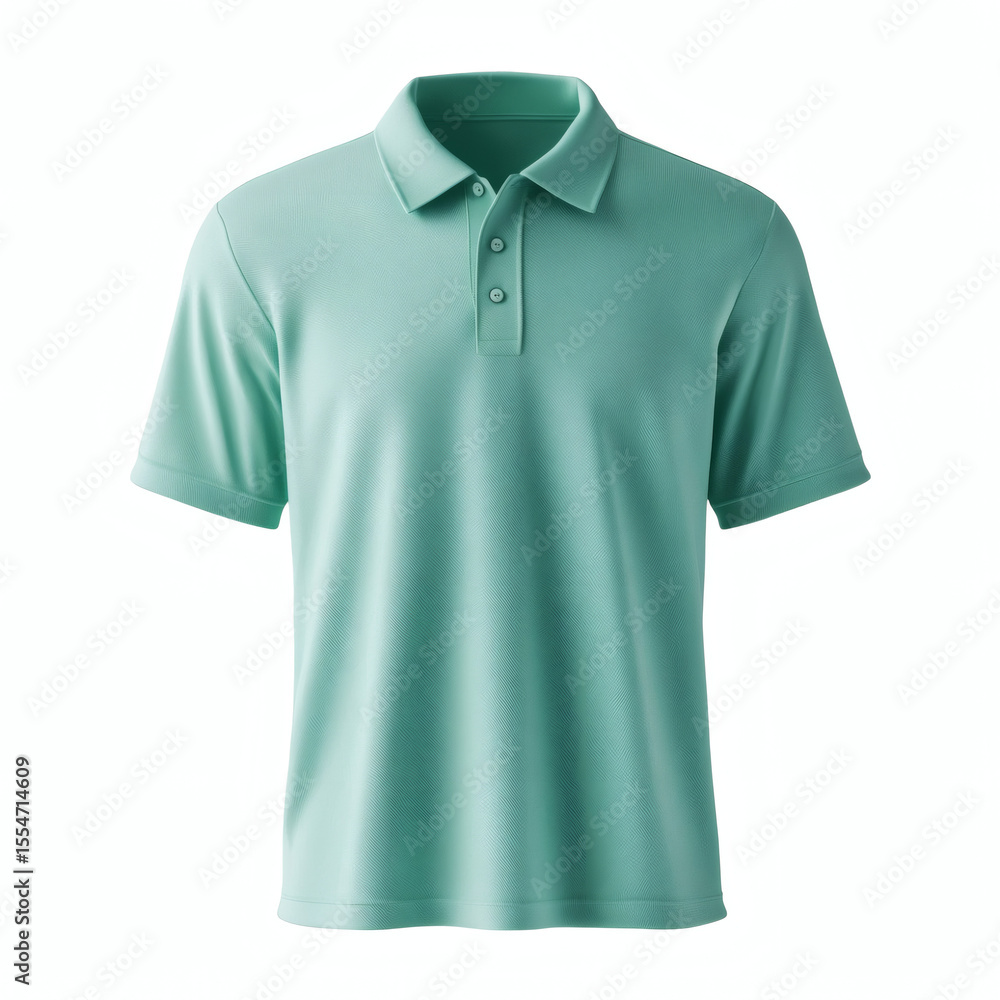 Plain mint polo shirt 3D mockup showcasing front view for apparel design presentation on white background. Plain mint polo shirt 3D mockup showcasing front view for apparel design presentation on white background.