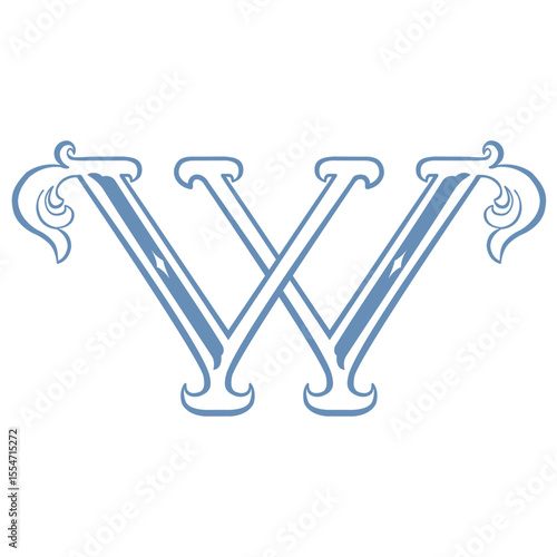 Vector Illustration of Vintage Letter and Monogram W
