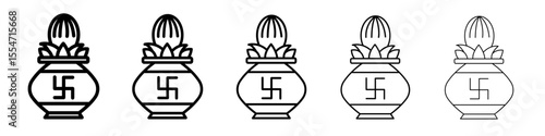 Kalash with coconut icon flat simple outline logo