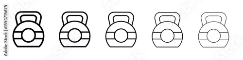 Kettlebell icon flat simple outline logo