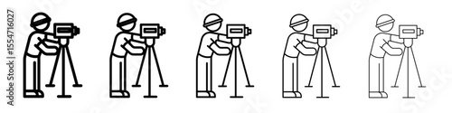 land surveyor icon flat simple outline logo