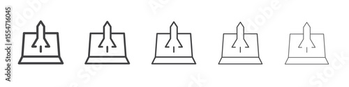 Laptop boost icon flat simple outline logo