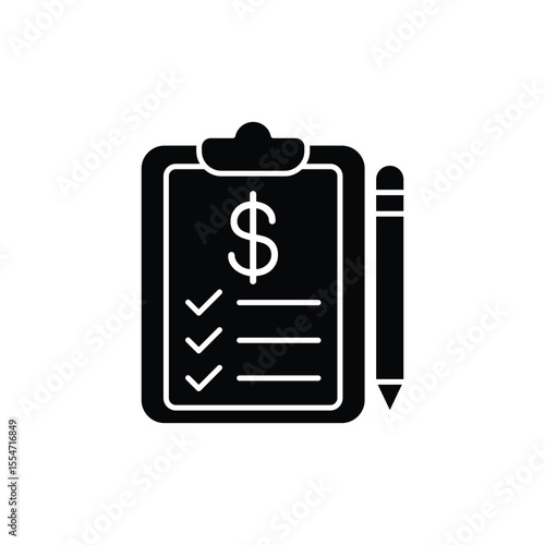 Icon depicting a financial checklist with a dollar sign, indicating budget management