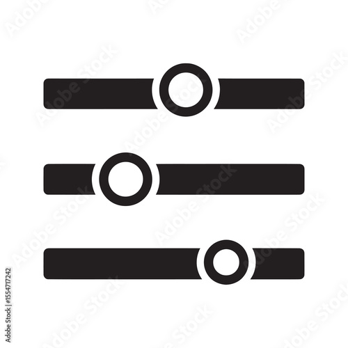 Control panel settings icon with adjustment sliders for user interface customization and preference options filter for data and search parameters vector solid glyph icon