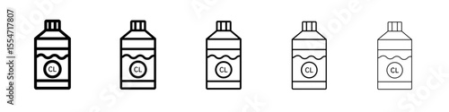 liquid Chlorine chemical icon flat simple outline logo