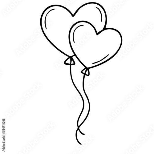 Hochzeit Herzluftballons Outlines