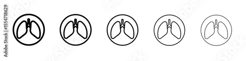 Lungs Icon flat simple outline logo
