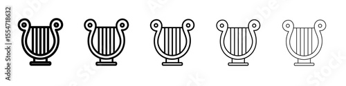 Lyre icon flat simple outline logo