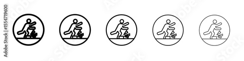 Man tripping icon flat simple outline logo