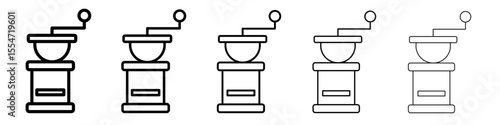 Manual coffee grinder icon flat simple outline logo