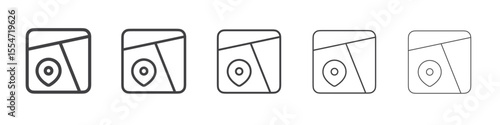 Map icon flat simple outline logo