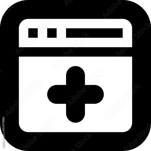 Browser Add Icon Vector Web Page Plus New Tab Symbol