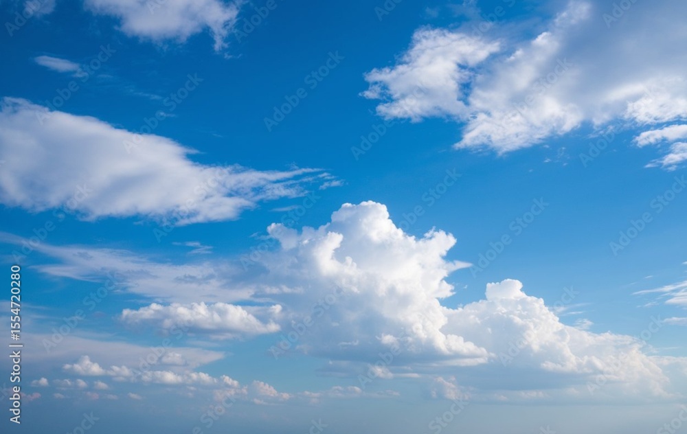 Obraz premium A clear blue sky with fluffy white clouds