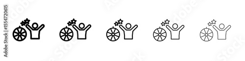 Men luck icon flat simple outline logo
