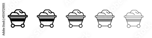 Mining Cart icon flat simple outline logo