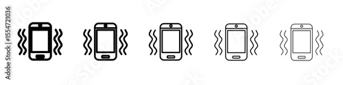 Mobile phone vibrating icon flat simple outline logo