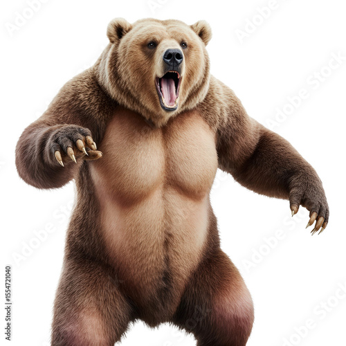 Majestic Grizzly Bear: A formidable grizzly bear showcases its raw power and untamed spirit, standing tall with an imposing presence that commands attention.