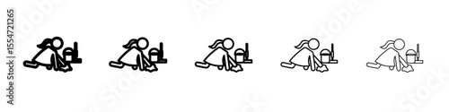 Mopping floors icon flat simple outline logo