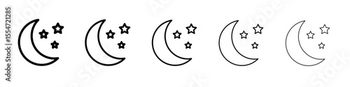 Moon icon flat simple outline logo
