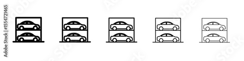 Multi Storey Parking icon flat simple outline logo