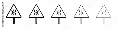 Narrow bridge ahead icon flat simple outline logo