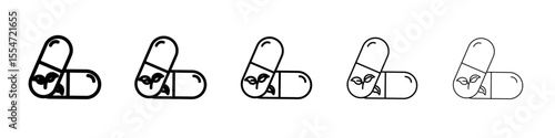 Natural medicine icon flat simple outline logo