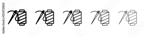 Needle, threads icon flat simple outline logo