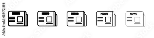 Newspaper icon flat simple outline logo