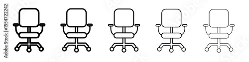 Office chair icon flat simple outline logo
