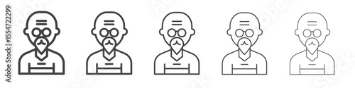 Old man icon flat simple outline logo