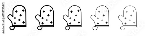 Oven mitt icon flat simple outline logo