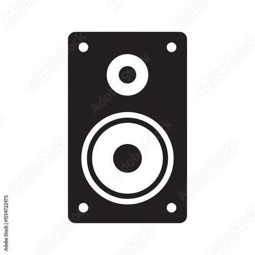 Audio speaker icon for music and sound system with volume control for party and entertainment digital loud equipment for stereo sound listening vector solid glyph icon