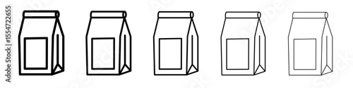 Paper bag icon flat simple outline logo