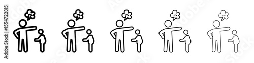 Parents scolding child icon flat simple outline logo